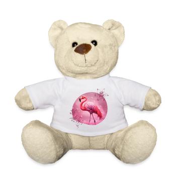 Flamingo mit Blumen - Teddy - Weiß - Vorne