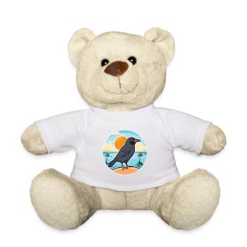 Crow Watercolor Cartoon Kawaii Clipart Animal - Teddy Bear - white - Front