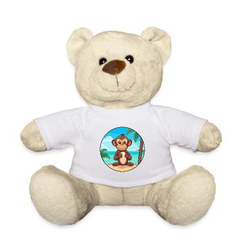 Affe Aquarell Cartoon Kawaii Clipart Tier - Teddy - Weiß - Vorne