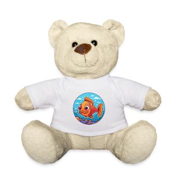 Fisch Aquarell Karikatur Kawaii Clipart Tier - Teddy - Weiß - Vorne
