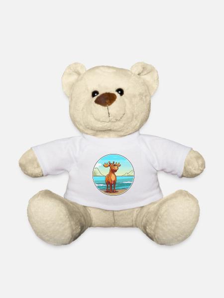 Elch Aquarell Cartoon Kawaii Clipart Tier - Teddy - Weiß