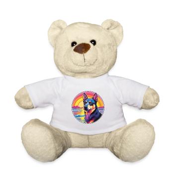 Australian Kelpie Dog Breed Colorful Cartoon Water - Teddy Bear - white - Front