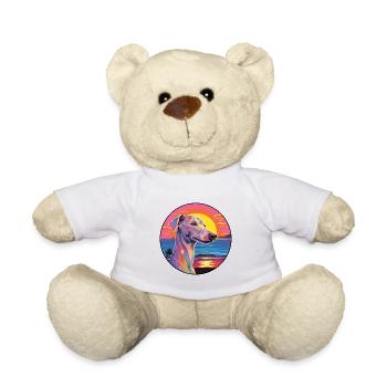 Bedlington Terrier Dog Breed Colorful Cartoon Wate - Teddy Bear - white - Front