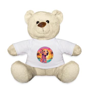 Cretan Hound Dog Breed Colorful Cartoon Watercolor - Teddy Bear - white - Front