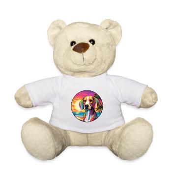 Estonian Hound Dog Breed Colorful Cartoon Watercol - Teddy Bear - white - Front