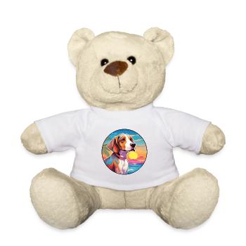English Foxhound Dog Breed Colorful Cartoon Waterc - Teddy Bear - white - Front