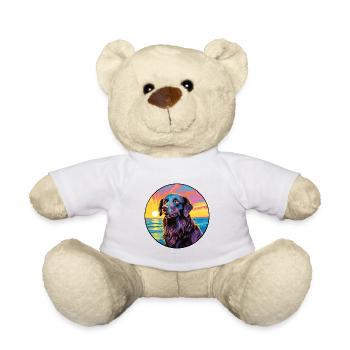 Flat Coated Retriever Dog Breed Colorful Cartoon W - Teddy Bear - white - Front
