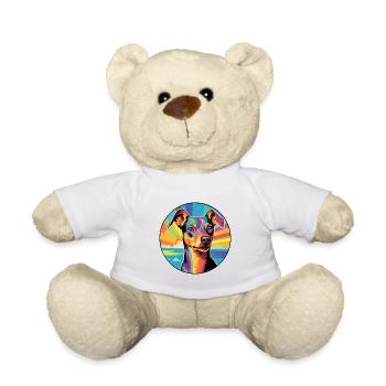 German Pinscher Dog Breed Colorful Cartoon Waterco - Teddy Bear - white - Front