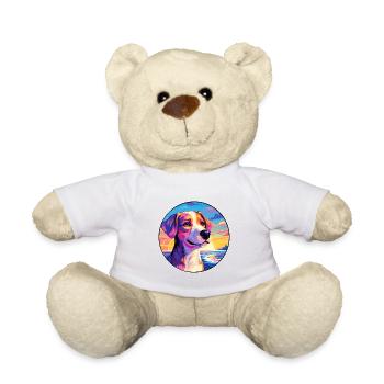 Hokkaido Hunderasse Buntes Karikatur-Aquarell - Teddy - Weiß - Vorne