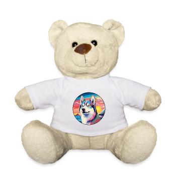 Husky-Hunderasse Buntes Karikatur-Aquarell - Teddy - Weiß - Vorne