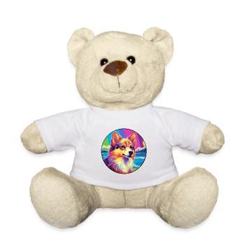Icelandic Sheepdog Dog Breed Colorful Cartoon Wate - Teddy Bear - white - Front