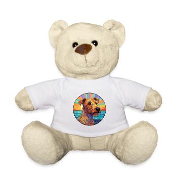 Irish Terrier Dog Breed Colorful Cartoon Watercolo - Teddy Bear - white - Front