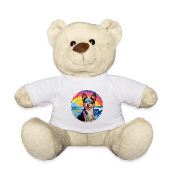 Japanese Terrier Dog Breed Colorful Cartoon Waterc - Teddy Bear - white - Front