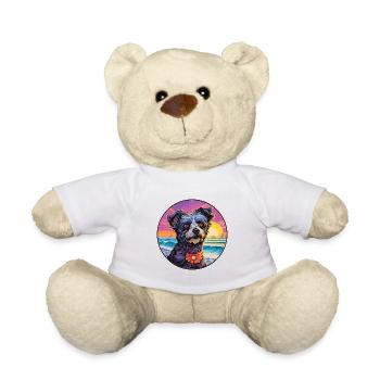 Mudi Hunderasse Buntes Karikatur Aquarell - Teddy - Weiß - Vorne