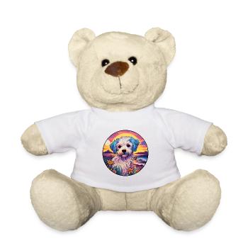 Porzellan-Hunderasse buntes Karikatur-Aquarell - Teddy - Weiß - Vorne