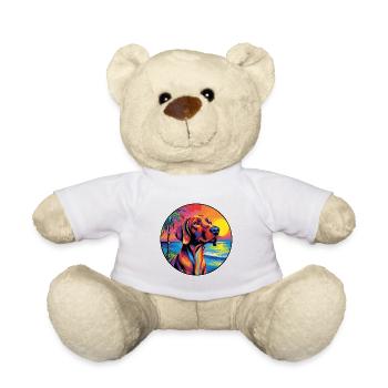 Redbone Coonhound Dog Breed Colorful Cartoon Water - Teddy Bear - white - Front