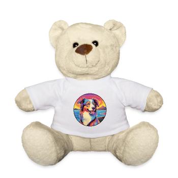 Scotch Collie Dog Breed Colorful Cartoon Watercolo - Teddy Bear - white - Front