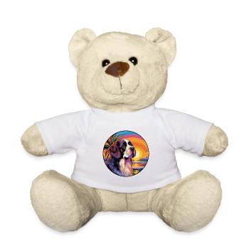 Heiliger Bernhardiner Hunderasse Bunte Karikatur Watercolo - Teddy - Weiß - Vorne
