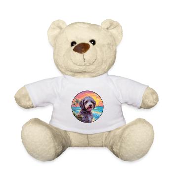 Spanischer Wasserhund Rasse Bunte Karikatur Watercolo - Teddy - Weiß - Vorne