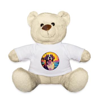 Bernhardiner-Hunderasse Buntes Karikatur-Aquarell - Teddy - Weiß - Vorne