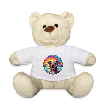 Staffordshire Bull Terrier chien race chariot coloré - Nounours - blanc - Devant