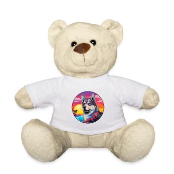 Schwedischer Elchhund Hunderasse Bunte Karikatur Wasserc - Teddy - Weiß - Vorne