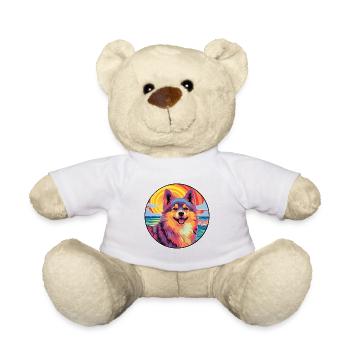 Schwedische lappländische Hunderasse bunte Karikatur Wasserc - Teddy - Weiß - Vorne