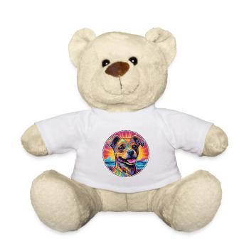 Teddy Roosevelt Terrier Dog Breed Colorful Cartoon - Teddy Bear - white - Front