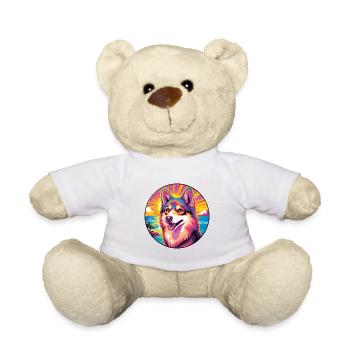 Westsibirische Laika-Hunderasse Bunte Karikatur Wat - Teddy - Weiß - Vorne