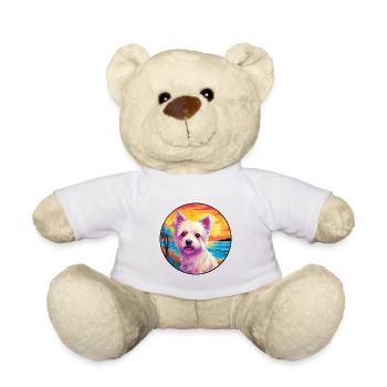 Westie Hunderasse buntes Karikatur-Aquarell - Teddy - Weiß - Vorne