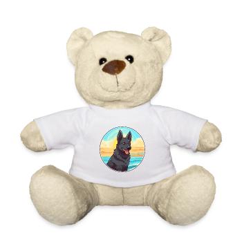 Chien d’élan norvégien noir race de chien Cartoon Kawaii - Nounours - blanc - Devant
