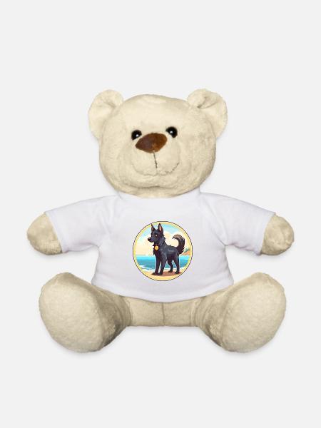 Chien Belge Groenendael Race Cartoon Kawaii Chien - Nounours - blanc