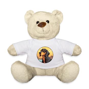 Noir et Tan Coonhound chien race Cartoon Kawaii - Nounours - blanc - Devant