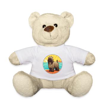 Briard Hund Rasse Cartoon Kawaii Clipart Aquarell - Teddy - Weiß - Vorne