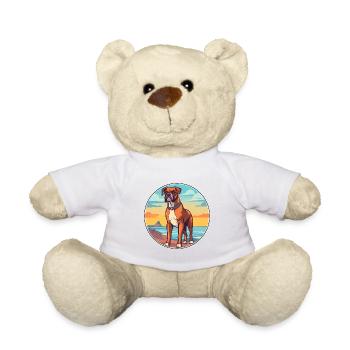 German Boxer Dog Breed Cartoon Kawaii Clipart Dog - Teddy Bear - white - Front