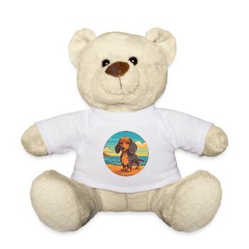 Teckel miniature race de chien de bande dessinée Kawaii chien - Nounours - blanc - Devant