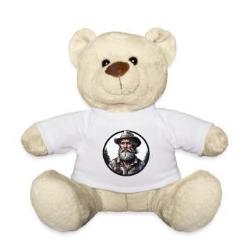 Holzfäller / Mann / Bart / Wald / Hemd / Baum - Teddy - Weiß - Vorne