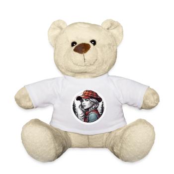 Lumberjack / Woman / Lady / Outdoor / Tree / Wood - Teddy Bear - white - Front