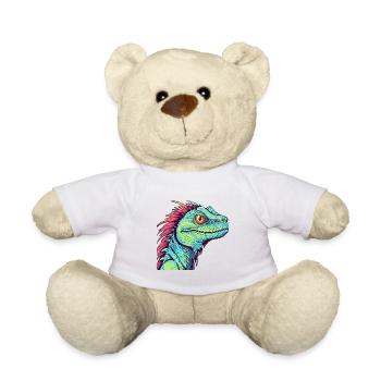 Basilisk Buntes Aquarell Cartoon Kawaii Tier - Teddy - Weiß - Vorne