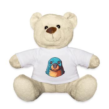 Mole Colorful Watercolor Cartoon Kawaii Animal - Teddy Bear - white - Front