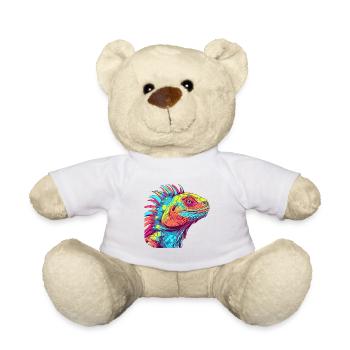 Iguane Aquarelle Colorée Dessin Animé Kawaii Animal - Nounours - blanc - Devant