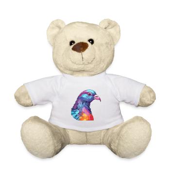 Pigeon Aquarelle Colorée Dessin Animé Kawaii Animal - Nounours - blanc - Devant