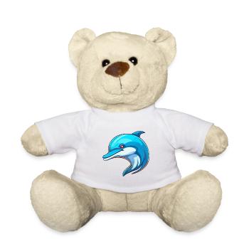 Dolphin Colorful Watercolor Cartoon Kawaii Animal - Teddy Bear - white - Front