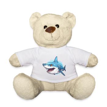 Requin Aquarelle Colorée Dessin Animé Kawaii Animal - Nounours - blanc - Devant
