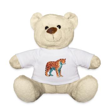 Jaguar Buntes Aquarell Cartoon Kawaii Tier - Teddy - Weiß - Vorne