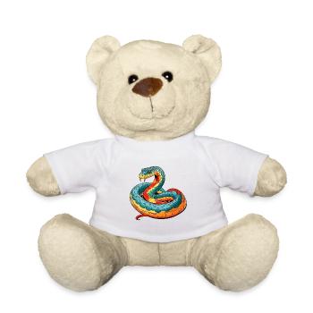 Cobra Aquarelle Colorée Dessin Animé Kawaii Animal - Nounours - blanc - Devant