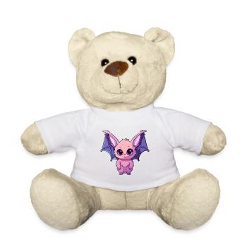 Bat Colorful Watercolor Cartoon Kawaii Animal - Teddy Bear - white - Front