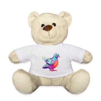 Colombe Aquarelle Colorée Dessin Animé Kawaii Animal - Nounours - blanc - Devant