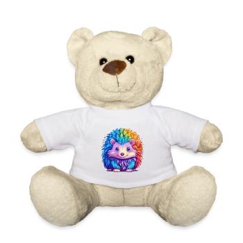Hérisson Aquarelle Colorée Dessin Animé Kawaii Animal - Nounours - blanc - Devant