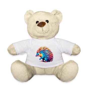 Echidna Aquarelle Colorée Dessin Animé Kawaii Animal - Nounours - blanc - Devant